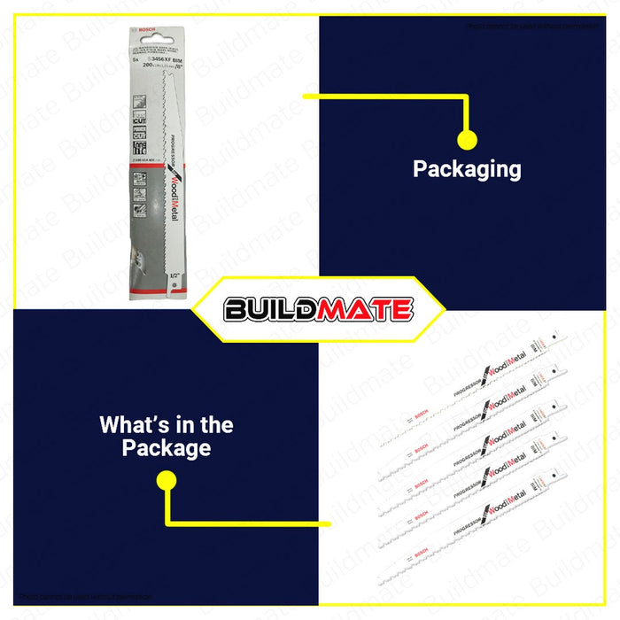 BOSCH S3456XF Progressor For Wood and Metal Reciprocating Saw Blade 8" 200mm (5PCS/PACK) BAX