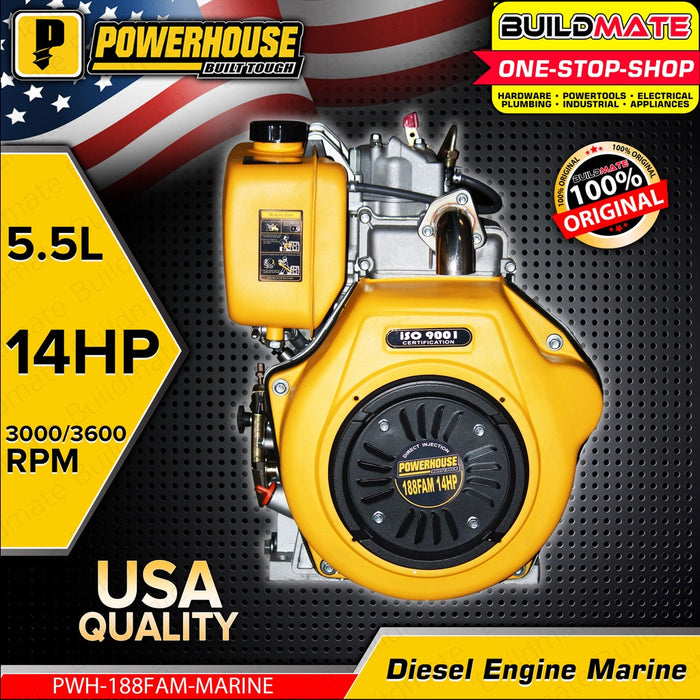 POWERHOUSE Diesel Marine Standard Speed Engine 12HP | 14HP 3600RPM 100% COPPER PWH-188FAM MARINE PHI