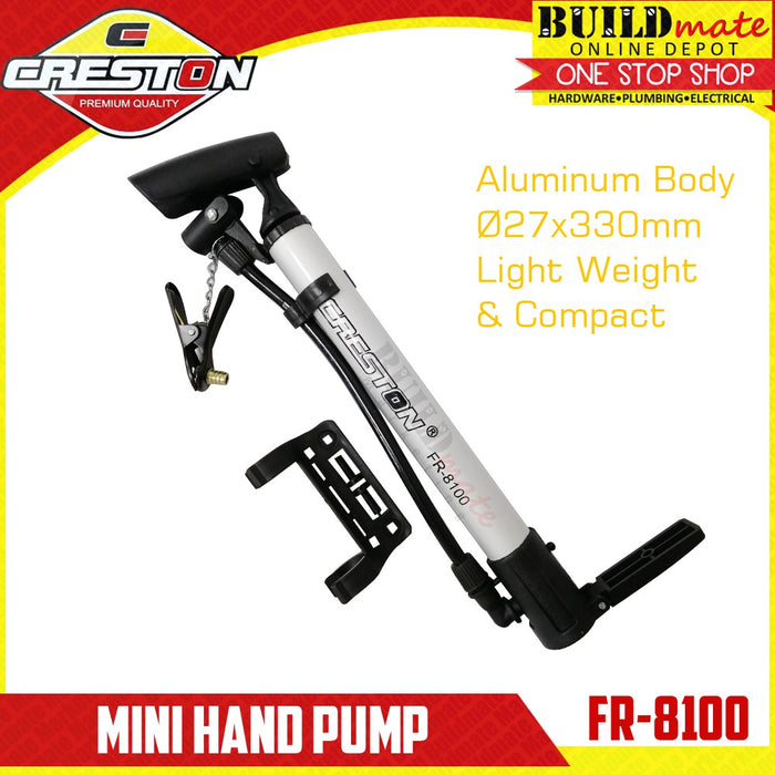 CRESTON Mini Hand Pump Ø27x330mm Aluminum Body FR-8100