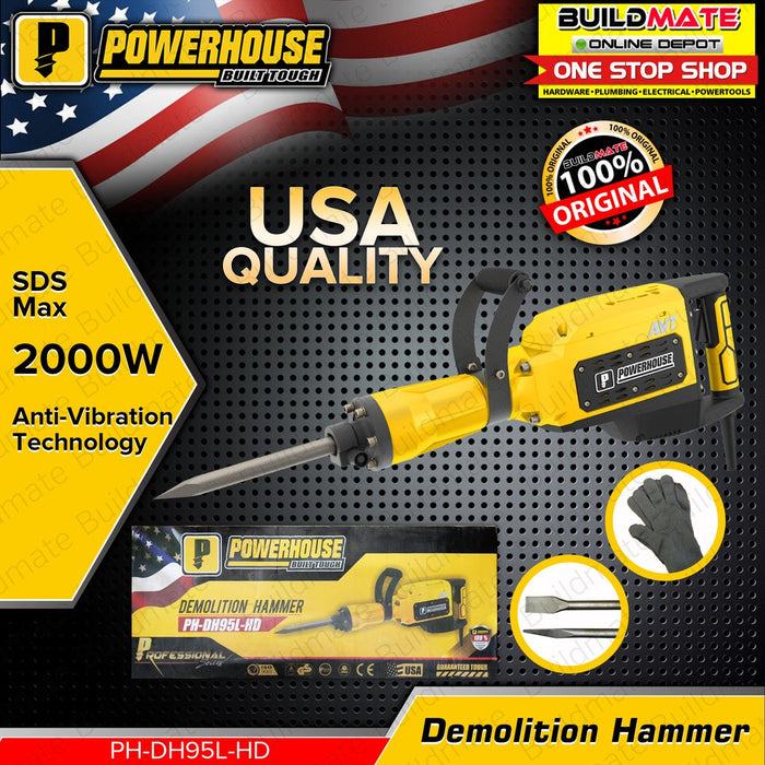 POWERHOUSE 15KG Demolition Hammer Anti-Vibration 2000W PH-DH95L-HD •BUILDMATE• PHPT