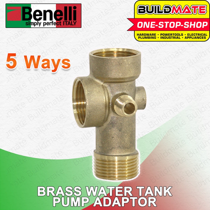 BUILDMATE Benelli / Dayuan Five (5) Way Water Tank Pump Plumbing Connector Adaptor Copper Cross Pipe Fitting  DY-CFW5