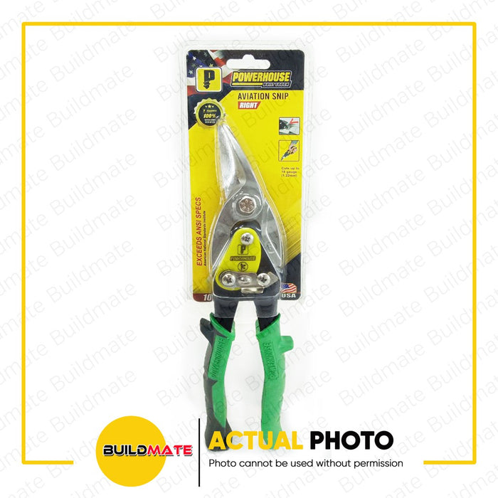 BUILDMATE Powerhouse Aviation Snips Right Cutting 10" GREEN HANDLE - PHHT