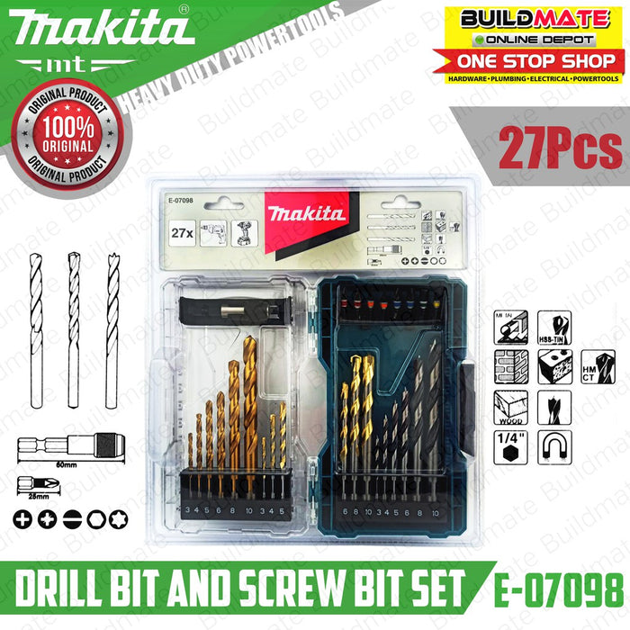 MAKITA Original Stackable Clear Case Series Drill Bit and Screw Bit Set 27PCS/SET E07098 •BUILDMATE•