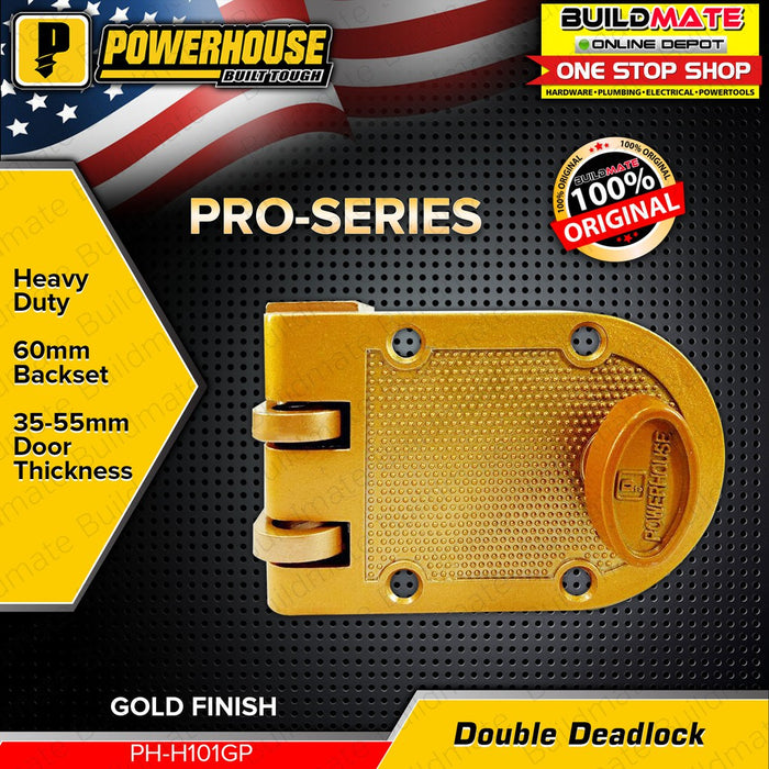 BUILDMATE Powerhouse PRO SERIES Single Rim Deadlock Gold Door Lock Finish PH-H101GP - PHDH