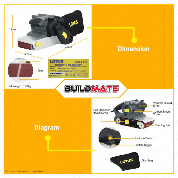 LOTUS Power Belt Sander 1200W LTSB4-24X 100% ORIGINAL / AUTHENTIC •BUILDMATE•