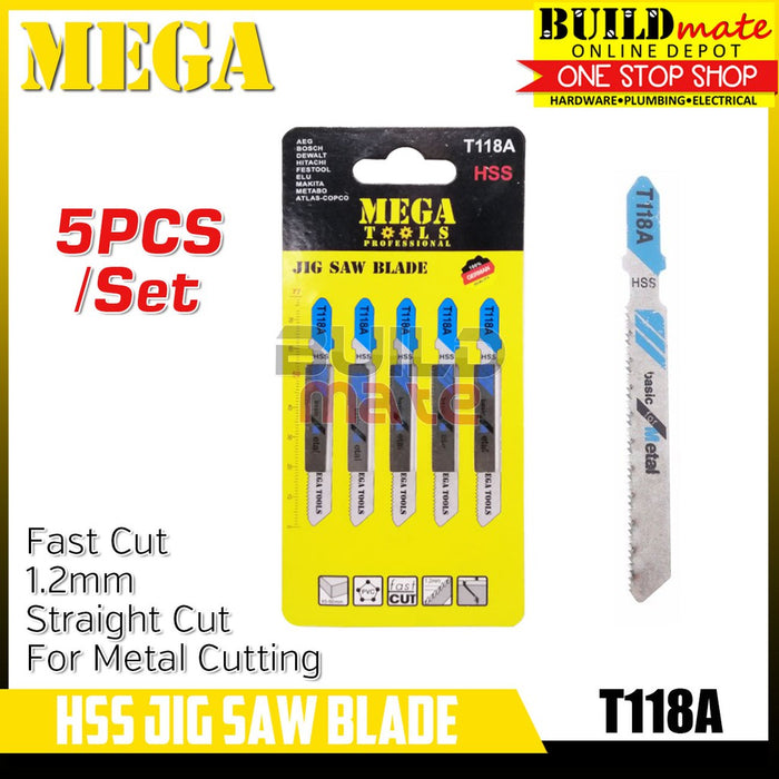 MEGA HSS Jigsaw Blade 5PCS/PAD FASTCUT Basic For Metal T118A •BUILDMATE•