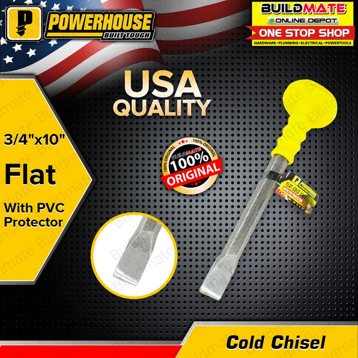 BUILDMATE Powerhouse Cold Chisel with PVC Protector Flat 5/8"x10" | 3/4"x10" - PHHT