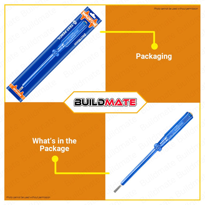 BUILDMATE Wadfow Test Pencil 4x100mm AC 100-500V Voltage Tester Light Flat Head Screwdriver Electric Circuit Detector Pen - WHT