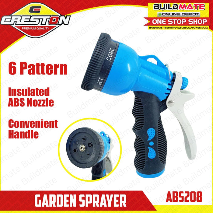 CRESTON 6 Pattern Insulated ABS Nozzle Garden Sprayer ABS208 •BUILDMATE•