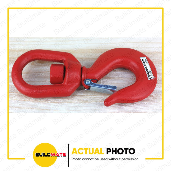 CRESTON Hook with Latch Swivel Eye 3 TONS FT7463 •BUILDMATE•