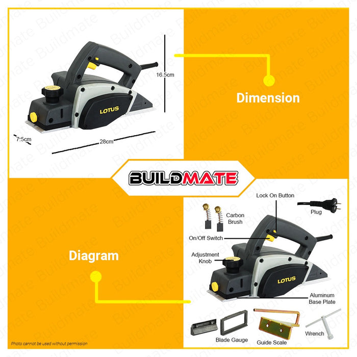 LOTUS 600W Electric Wood Planer for Woodworking 580W LTPL5800 82mm •BUILDMATE• LPT