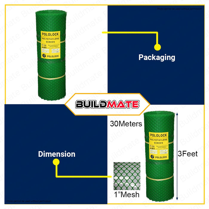 Green Plastic Polyethylene Screen Net Chicken Fence Wire 3 ft 1" •BUILDMATE•