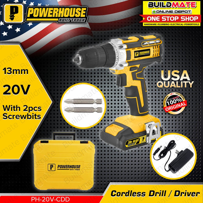 POWERHOUSE Cordless Drill / Driver 20V 13mm PH-20V-CDD •BUILDMATE• PHPT