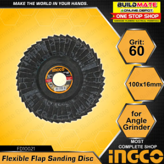 INGCO Flexible Flap Sanding Disc Wheel For Angle Grinder P60 FD10021 •BUILDMATE• IHT