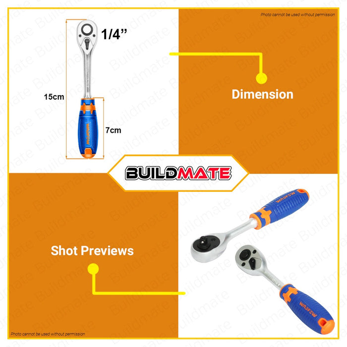 WADFOW 1/4" | 3/8" | 1/2" Inches Ratchet Wrench 45T [SOLD PER PIECE] Hand Tools •BUILDMATE• WHT