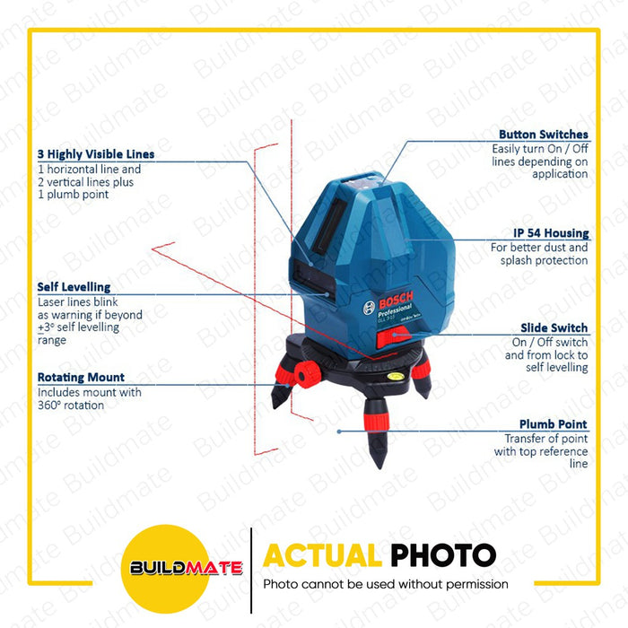 BOSCH Professional GLL 3-15 X Levelling 3 Line Laser with 4xAA BATTERY 0601063M80 100% ORIGINAL BMT