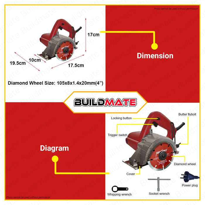 KEN 4100 Marble Tile Cutter Cutting Saw 110mm 1200W Heavy Duty 100% ORIGINAL / AUTHENTIC •BUILDMATE•