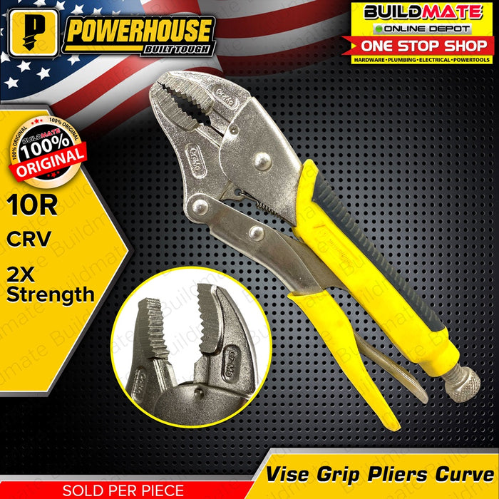 BUILDMATE Powerhouse 10R Vise Grip Curve | Straight 2X Strength Jaw Locking Plier for Twisting PHHT