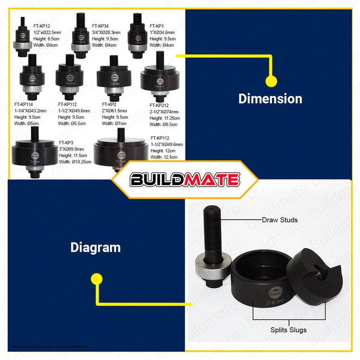FUJIMA JAPAN Knockout Die Punch Punches  2-1/2 x 74mm FT-KP212 •BUILDMATE•