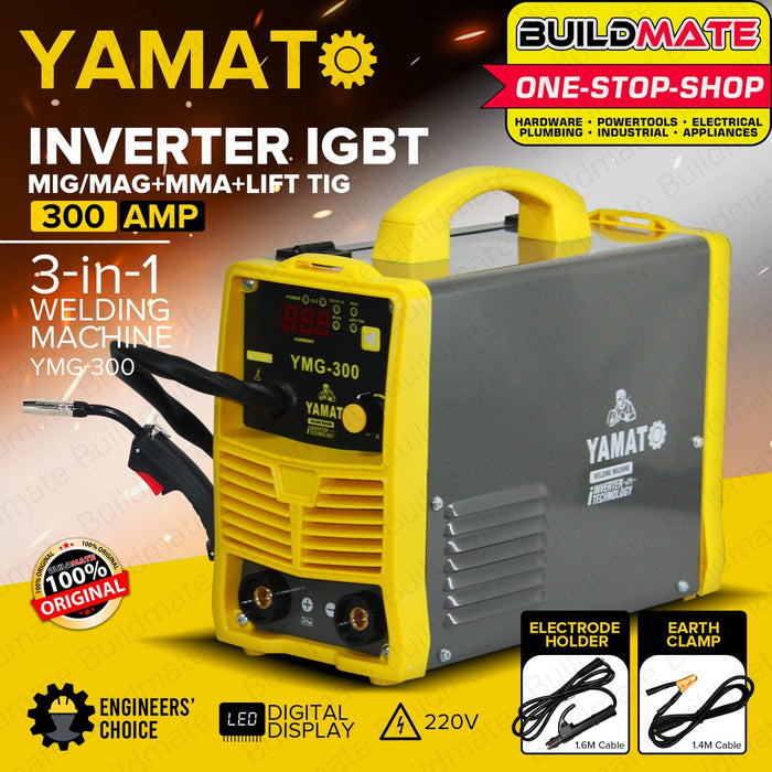 YAMATO JAPAN 300A Gasless 3 IN 1 MIG TIG MMA IGBT Portable Inverter Welding Machine •BUILDMATE•