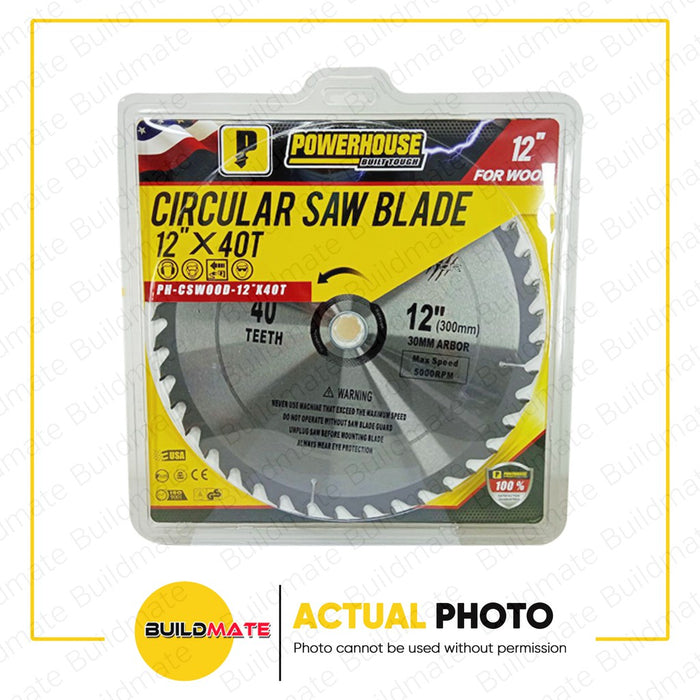 POWERHOUSE Circular Saw Blade  Carbide Tip for Wood 14"X40T •BUILDMATE• PHPTA