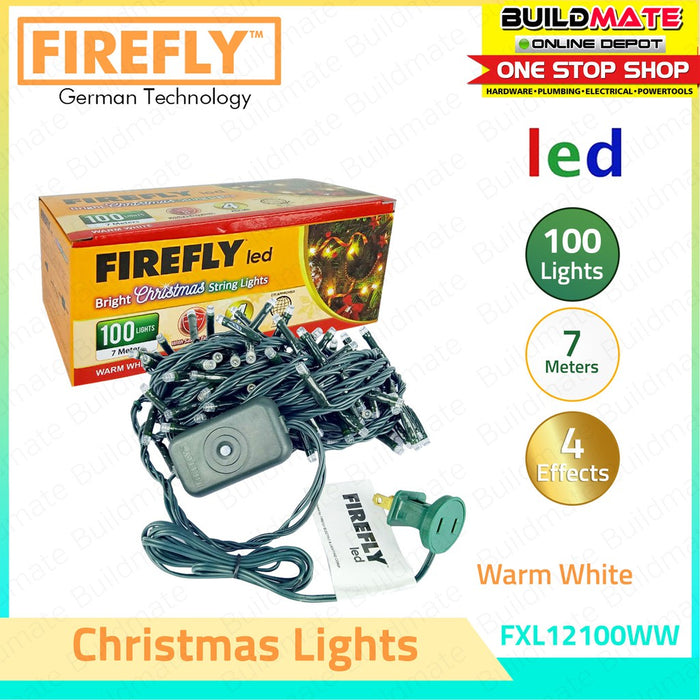 FIREFLY 100 LED Warm White Christmas Lights Green Wire FXL12100WW •BUILDMATE•