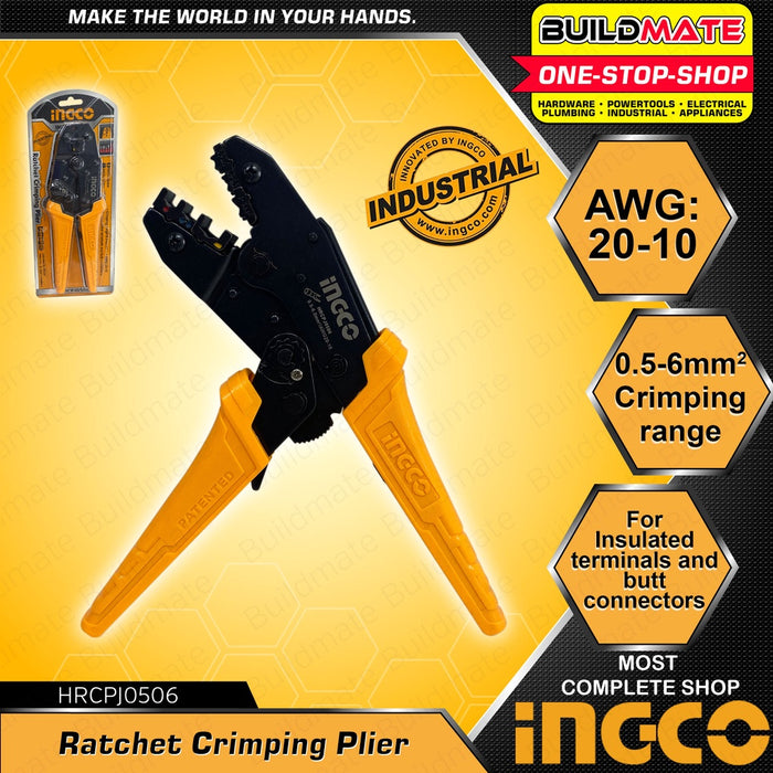 INGCO Ratchet Crimping Pliers 0.5-6mm |  1.5-6mm | 0.5-6 mm SOLD PER PIECE •BUILDMATE• IHT