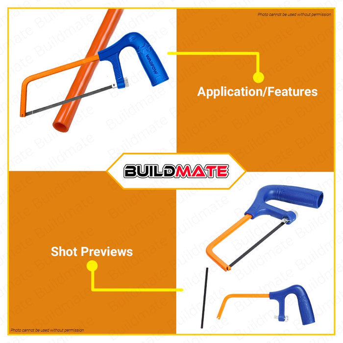 BUILDMATE Wadfow Mini Hacksaw Frame 6" Inch with 1pc Hacksaw Blade for Sawing Wood Mini Hand Saw SOLD PER PIECE WHF2105 / WHF2103 - WHT