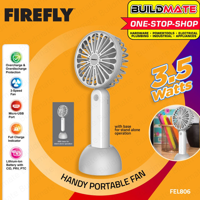 FIREFLY Mini Handy Stand Fan 3.5W USB Rechargeable FEL806 •BUILDMATE•