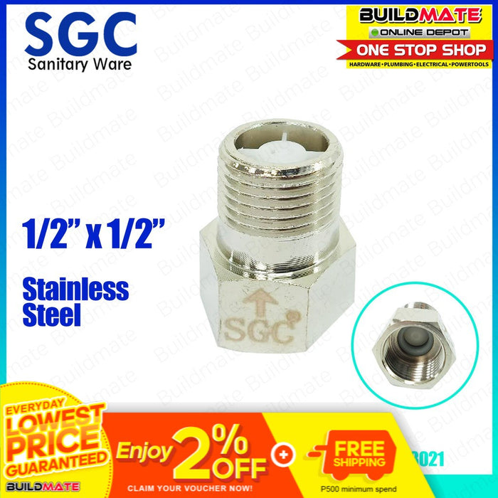 S.G.C. One Way Check Valve Stainless Steel 1/2" x 1/2" 8021 •BUILDMATE•