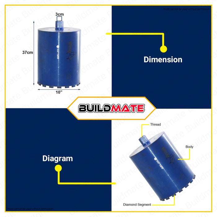 FUJIMA JAPAN Diamond Core Coring Bits 254mm x 370mm 10" FT-DCB254 AUTHENTIC •BUILDMATE•