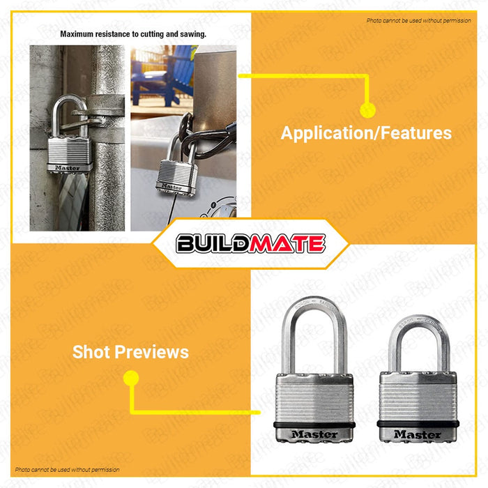 BUILDMATE Master Lock Excell Padlock Keyed Alike Magnum Series Padlock 2x50MM | 3x50MM [SOLD PER SET] Short Shackle Laminated Padlock Keyed Padlock Wide Lock Body Security Lock Anti-Theft Lock •