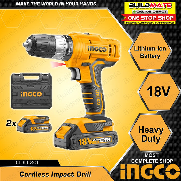 [COMBO] INGCO Cordless Impact Drill 18V CIDLI1801 + Cordless Impact Wrench 20V CIWLIE2001 IPT