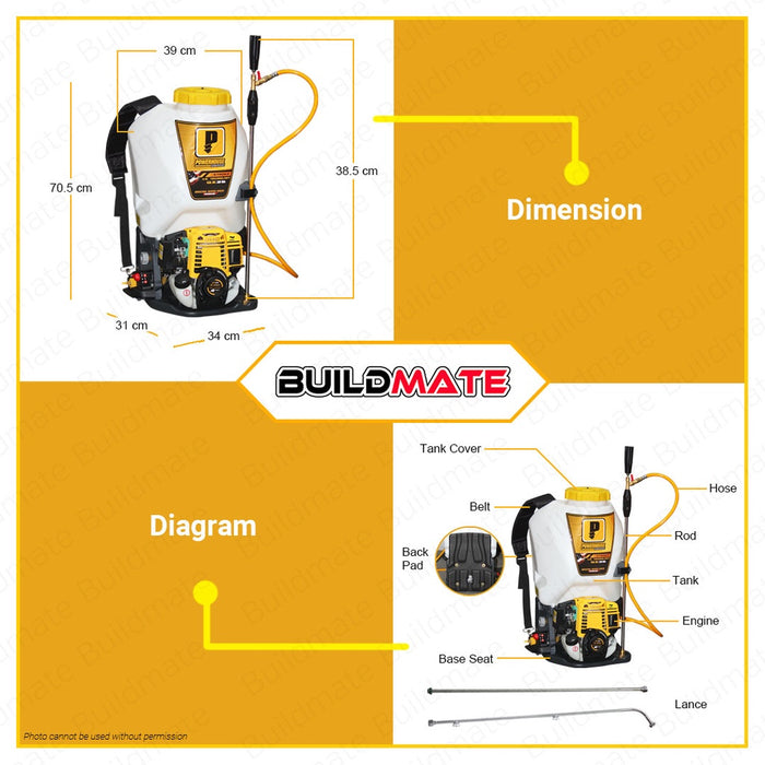 POWERHOUSE USA GASOLINE AGRICULTURAL BACKPACK KNAPSACK SPAYER 25LTRS GX35 4 STROKE ENGINE •BUILDMATE• PHI