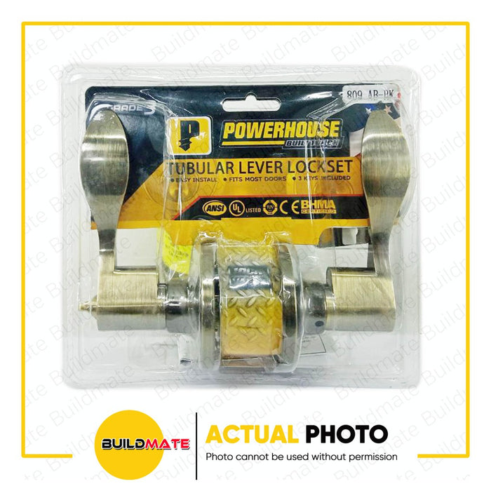 POWERHOUSE PRO SERIES Curved Tubular Entrance Lever Lockset PH809ABBK Antique Brass Finish  •BUILDMATE• PHD