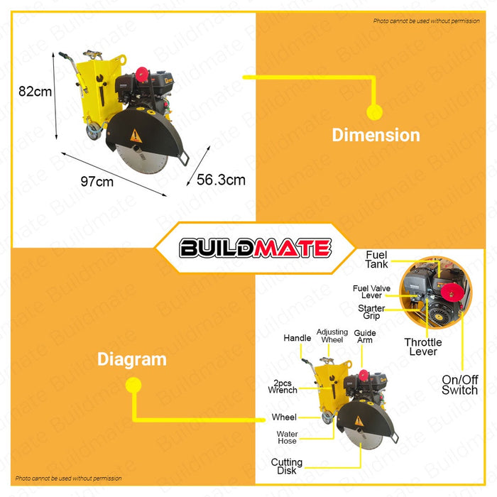 POWERHOUSE Industrial 18" 13HP Concrete Cutter with Blade with Electric Start Diesel Engine DBS PWTA