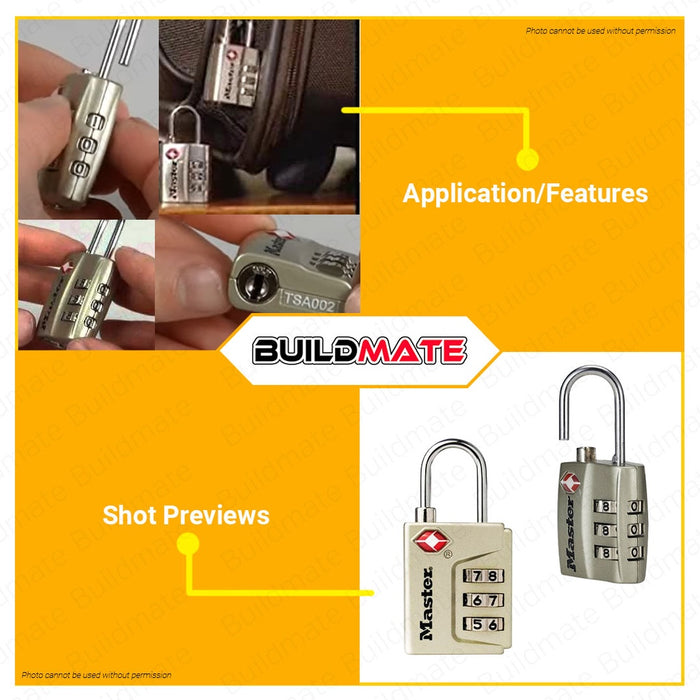 MASTER LOCK TSA Combination Padlock with Alert Indicator #4687DNKL 30mm 100% ORIGINAL •BUILDMATE•