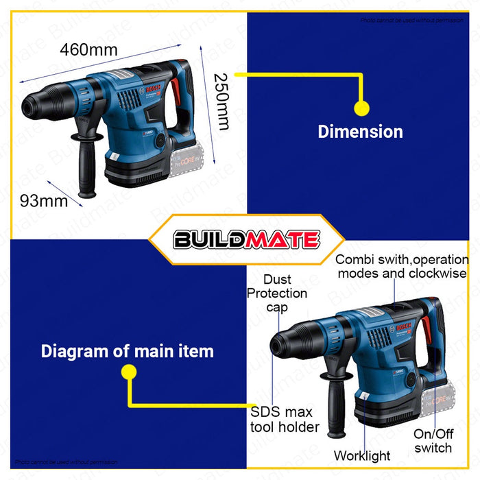 BOSCH Professional Cordless Lithium Ion Li-Ion Hammer Drill with Case GBH 18V-36C 0611915082 BLC