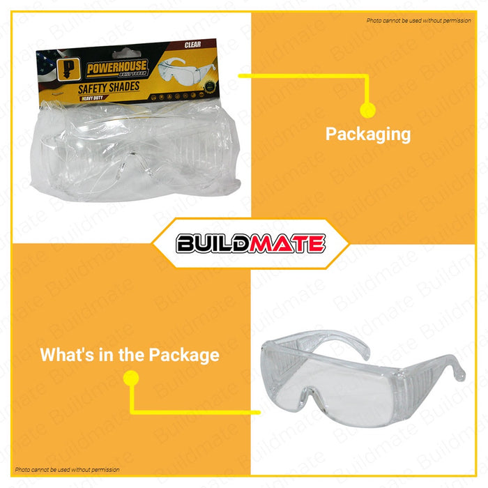 POWERHOUSE Safety Glasses Eye Protector Goggles Cover Guard •BUILDMATE• PHHT