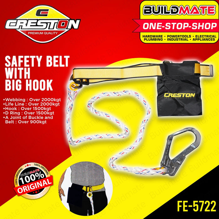 CRESTON Safety Belt with Big Hook FE5722 •BUILDMATE•