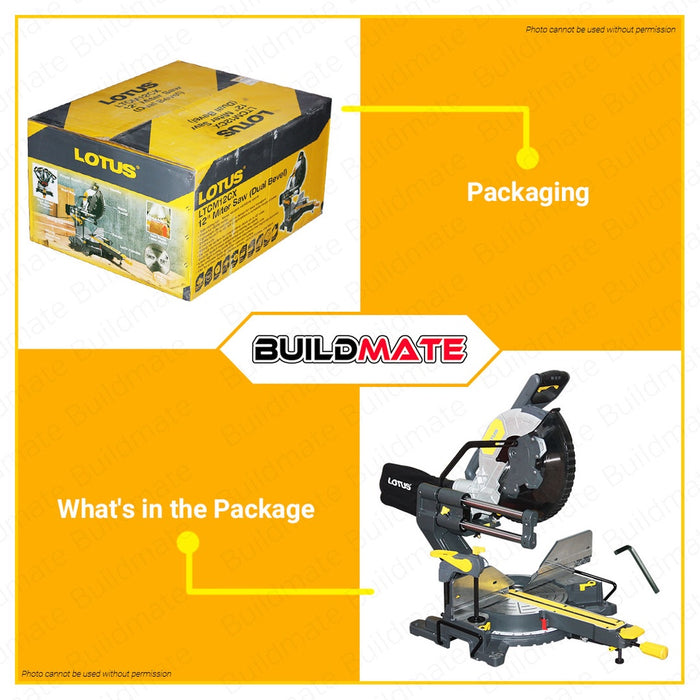 LOTUS Miter Mitre Saw 1800W 12" inches Dual Bevel with Sliding Rail LTCM12CX •BUILDMATE• LPT LUTOS