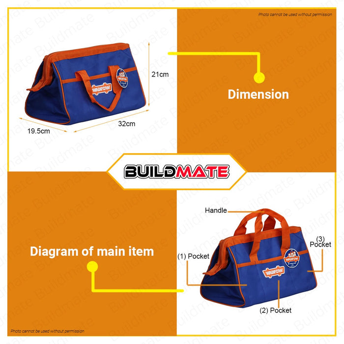 WADFOW Tools Tool Bag 13" Inch Hand Bag Storage Box Organizer 600D Polyester WTG3113 •BUILDMATE• WHT