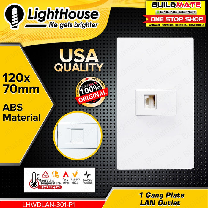 LIGHTHOUSE Electric 1 Gang Plate w/ LAN Outlet 120mm x 70mm LHWDLAN-301-P1 •BUILDMATE• PHLH