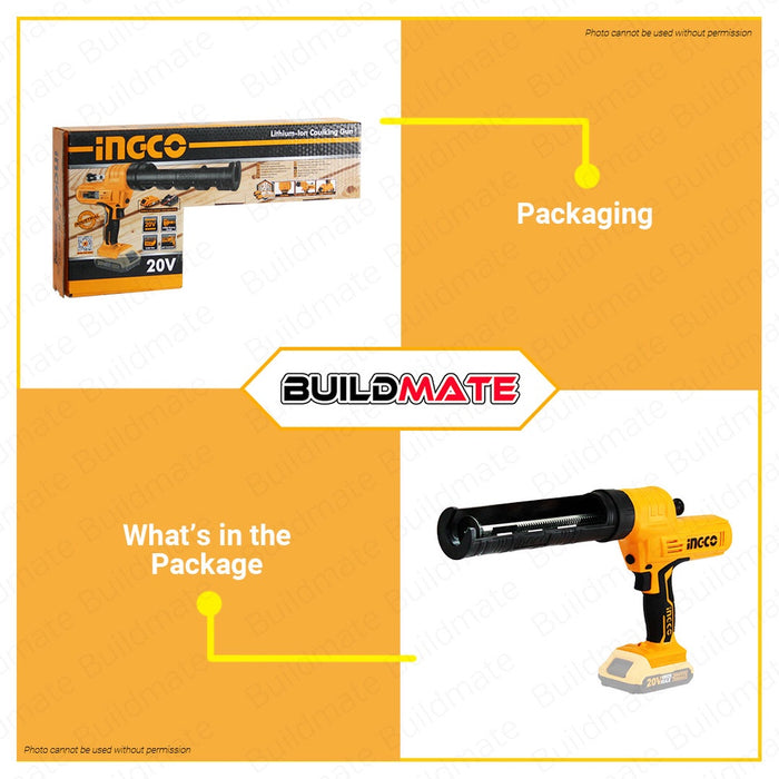 INGCO Cordless Li-Ion Lithium Ion Silicon Sealant Caulk Caulking Gun 20V CCGLI2001 •BUILDMATE• IPT