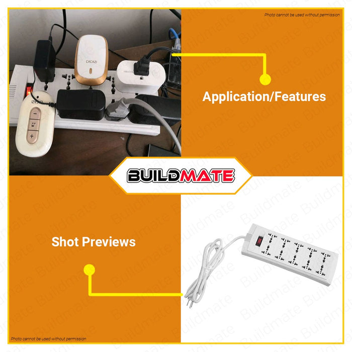 OMNI Universal Extension Cord Set with Switch Surge Protector 10 Gang Power Strip  WEU110 PK WEU-110