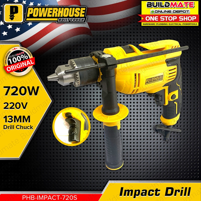 POWERHOUSE USA Angle Grinder PHM-AG700 + Impact Drill PHB-IMPACT-720S + FREE NYLON TAPE MEASURE 3M