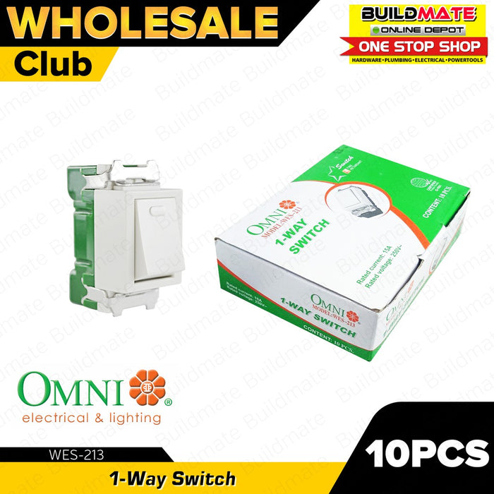 [WHOLESALE] BUILDMATE Omni 10pcs 1-Way Switch 15A 250V Single Pole Electrical Fire Retardant Light Switch WES-213 WES213