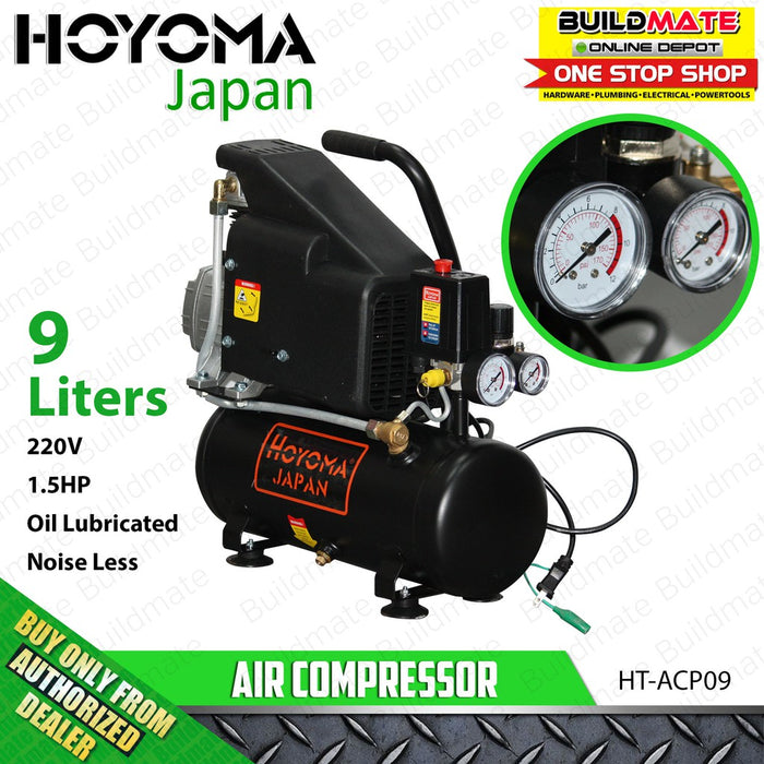 HOYOMA JAPAN 9L Portable Air Compressor Oil and Noise Less 1.5HP Aluminum Tank Air Air Tools HT-ACP09 •BUILDMATE•