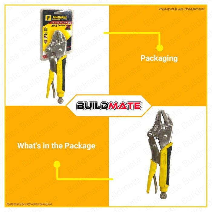 BUILDMATE Powerhouse 10R Vise Grip Curve | Straight 2X Strength Jaw Locking Plier for Twisting PHHT