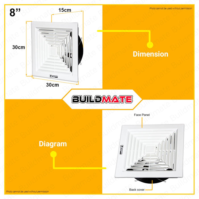 POWERHOUSE Electric Exhaust Fan Ceiling Mounted Veloce Series 8" Inch & 10" Inch •BUILDMATE• PHE